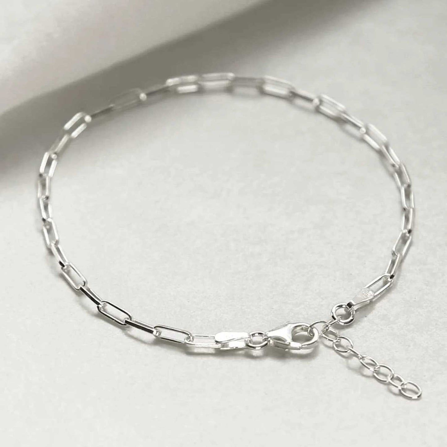 Elongated Oval Link Silver Bracelet For Women