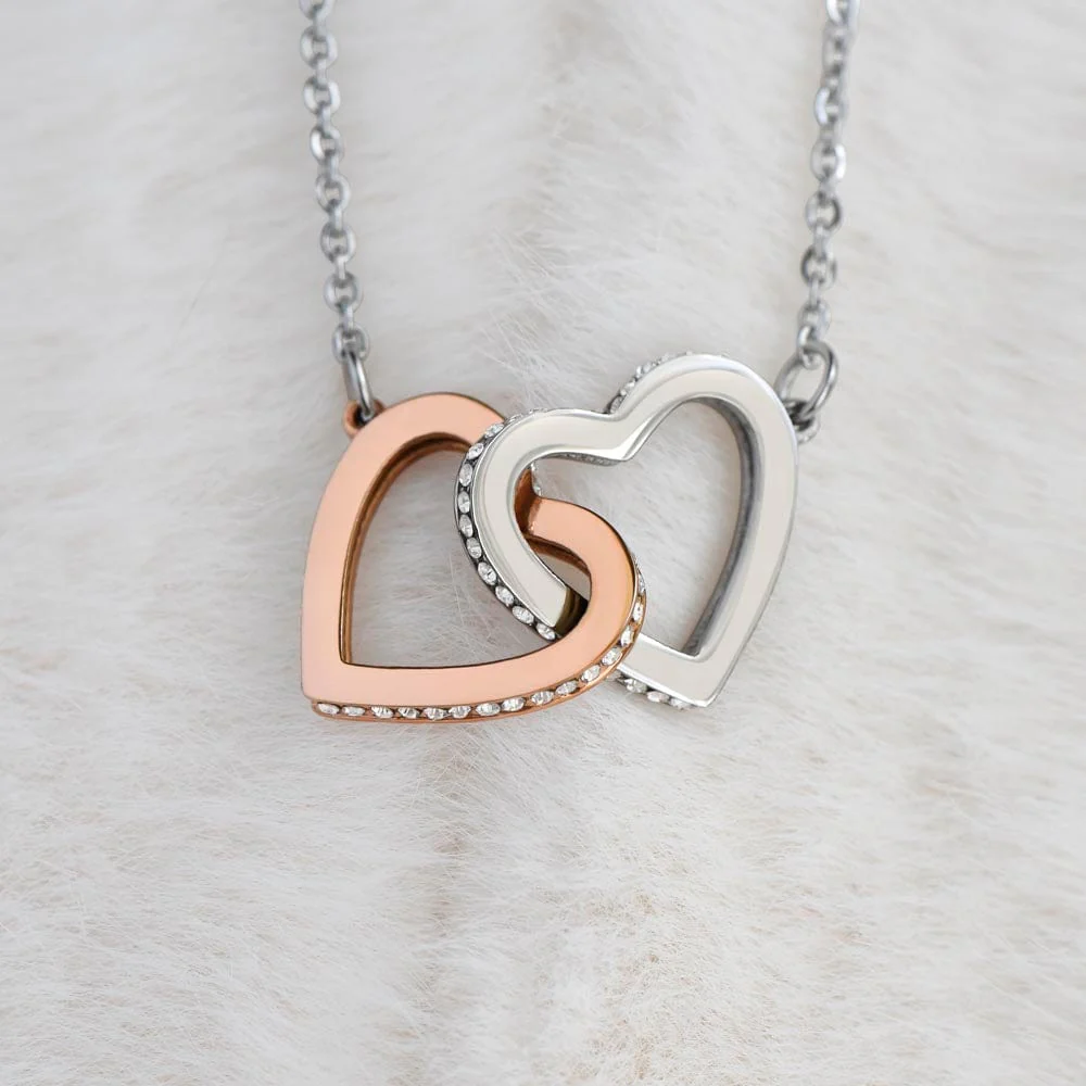 Double Heart Interlocking Women’s Silver Pendant Necklace