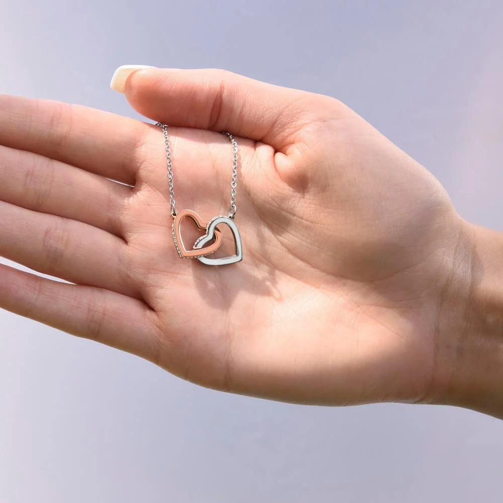 Double Heart Interlocking Women’s Silver Pendant Necklace